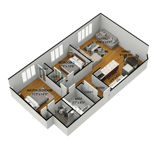 2D & 3D Schematic Floor Plan